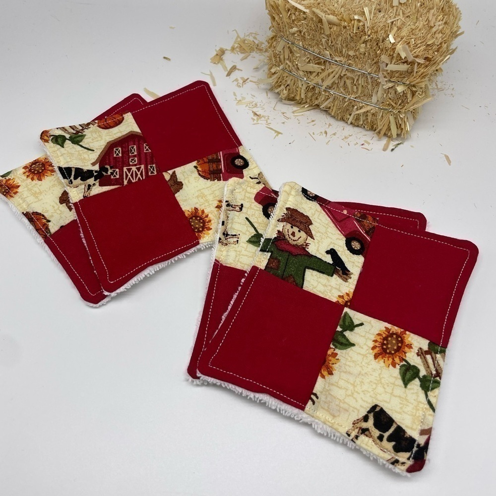 Set of 4 Fall Themed Handmade Reusable Makeup Remover Pads - Picture 3 of 4